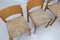 Sillas de comedor vintage de madera con asiento de paja, años 70. Juego de 4, Imagen 6