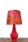 Lampada da tavolo rossa in ceramica, anni '70, Immagine 1