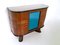 Italian Rosewood and Blue Mirror Bar Cabinet, 1950s 3