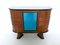 Italian Rosewood and Blue Mirror Bar Cabinet, 1950s, Image 1