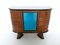 Italienischer Palisander Schrank mit Blau Verspiegelter Bar, 1950er 1