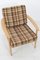 Vintage Beech Armchair with Checkered Cushions 2