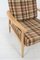 Vintage Beech Armchair with Checkered Cushions 5