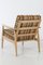 Vintage Beech Armchair with Checkered Cushions 3