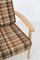 Vintage Beech Armchair with Checkered Cushions 8
