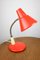 Lampe de Bureau Ajustable en Métal Peint Orange et Bras en Spirale Chromé, 1970s 2