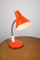 Lámpara de escritorio ajustable de metal pintado en naranja y brazo en espiral cromado, años 70, Imagen 3
