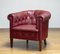 Swedish Crimson Red Chesterfield Club Lounge Chair in Patinated Leather, 1930s 6