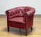 Swedish Crimson Red Chesterfield Club Lounge Chair in Patinated Leather, 1930s 4