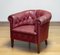 Swedish Crimson Red Chesterfield Club Lounge Chair in Patinated Leather, 1930s, Image 4