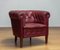 Swedish Crimson Red Chesterfield Club Chair in Patinated Leather, 1930s 1