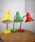 Adjustable Desk Lamps in Painted Green, Red and Yellow Metal and Chrome-Plated Spiral Arms from Tep, 1980s, Set of 3, Image 1