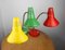 Adjustable Desk Lamps in Painted Green, Red and Yellow Metal and Chrome-Plated Spiral Arms from Tep, 1980s, Set of 3 4