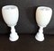 Vintage Bedside Lamps with Turned White Painted Wooden Foot with Cream-Colored Glass Shade, 1970s, Set of 2, Image 2