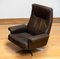 Handstitched Brown Leather Swivel Chair with Chrome Base attributed to De Sede Ds-35 from De Sede, 1970s 4