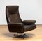 Handstitched Brown Leather Swivel Chair with Chrome Base attributed to De Sede Ds-35 from De Sede, 1970s 1