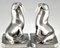 Art Deco Silvered Bronze Walrus Bookends by G.H. Laurent, 1925, Set of 2 3