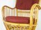 Mid-Century Italian Rattan & Burgundy Wool Seat & Back Armchairs, 1960s, Set of 2 5