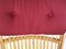 Mid-Century Italian Rattan & Burgundy Wool Seat & Back Armchairs, 1960s, Set of 2 10