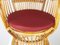 Mid-Century Italian Rattan & Burgundy Wool Seat & Back Armchairs, 1960s, Set of 2, Image 7