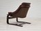 Brown Leather Lounge Chair by Ake Fribytter for Nelo Sweden, 1970s 10
