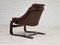 Fauteuil en Cuir Marron par Ake Fribytter pour Nelo Sweden, 1970s 10