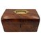 Antique Decorative Box in Walnut Veneer and Brass, 1850 1