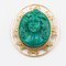 Vintage 18K Yellow Gold Brooch with Malachite Cameo, 1960s 1