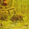 Deutscher Künstler, Humoristische Szene mit Wildschweinen und einem Maler, Öldruck, gerahmt 5