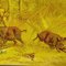 Deutscher Künstler, Humoristische Szene mit Wildschweinen und einem Maler, Öldruck, gerahmt 7