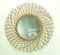 Large French Round Wicker Wall Mounted Mirror, 1960s 1