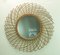 Large French Round Wicker Wall Mounted Mirror, 1960s 2