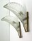 Art Deco French Feather Shape Frosted Glass Wall Sconces, 1930s, Set of 2 7