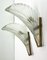 Art Deco French Feather Shape Frosted Glass Wall Sconces, 1930s, Set of 2, Image 7