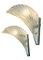 Art Deco French Feather Shape Frosted Glass Wall Sconces, 1930s, Set of 2 2