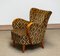 Art Deco Two Tone Velvet Armchair with Elm Armrests, 1940s 5