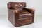 Fauteuil Vintage Bordeaux en Cuir Marron Fait Main, 1970s 7