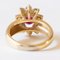 Vintage 18k Yellow Gold Daisy Ring with Ruby and Brilliant Cut Diamonds, 1960s 5