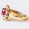 Anillo Daisy vintage de oro amarillo de 18 k con rubí y diamantes de talla brillante, años 60, Imagen 4