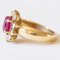 Vintage 18k Yellow Gold Daisy Ring with Ruby and Brilliant Cut Diamonds, 1960s, Image 4