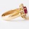 Vintage 18k Yellow Gold Daisy Ring with Ruby and Brilliant Cut Diamonds, 1960s 7