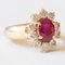 Vintage 18k Yellow Gold Daisy Ring with Ruby and Brilliant Cut Diamonds, 1960s, Image 9