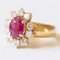 Vintage 18k Yellow Gold Daisy Ring with Ruby and Brilliant Cut Diamonds, 1960s, Image 2