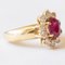 Anillo Daisy vintage de oro amarillo de 18 k con rubí y diamantes de talla brillante, años 60, Imagen 8