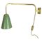 Adjustable Green Counter Weight Wall Light in Brass in the Style of Stilnovo, Italy, 1960s 1