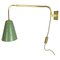 Adjustable Green Counter Weight Wall Light in Brass in the Style of Stilnovo, Italy, 1960s, Image 1
