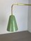 Verstellbare Grüne Gegengewicht Wandlampe aus Messing im Stilnovo Stil, Italien, 1960er 9