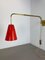 Verstellbare Rote Gegengewicht Wandlampe aus Messing im Stilnovo Stil, Italien, 1960er 3