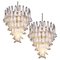 Lampadari in vetro bianco, 75 petali, Murano, anni '90, set di 2, Immagine 1