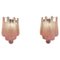 Vintage Pink Glass Petal Drop Wall Sconces, Murano, 1970s, Set of 2 1